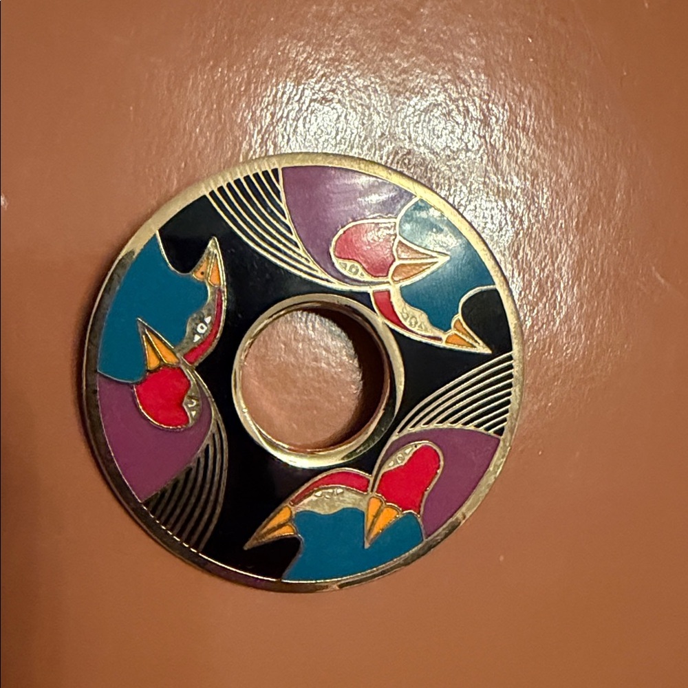 Vtg Laurel Burch Enamel Bird of Santorini Pin - Picture 4 of 5